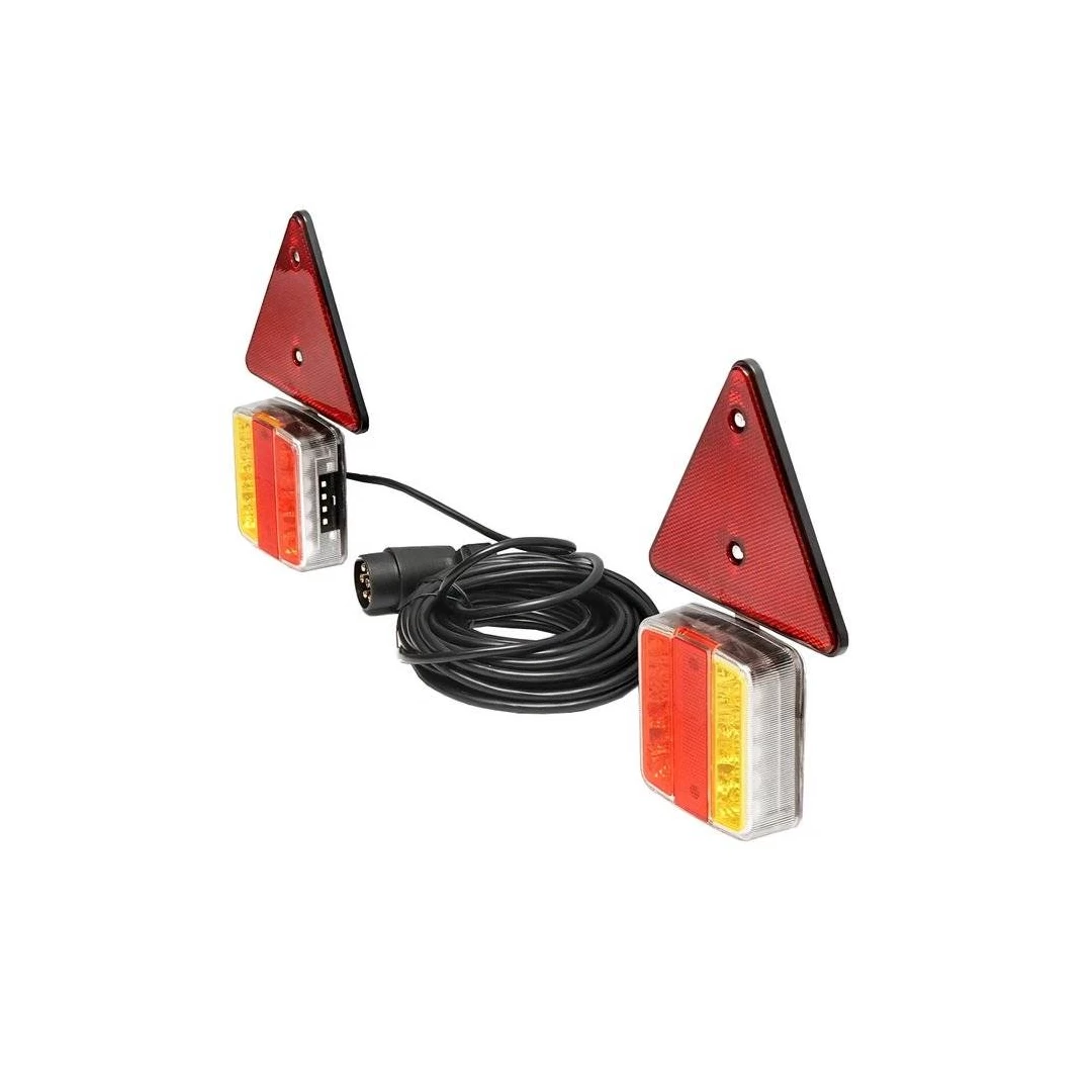Lampi LED magnetice + triunghiuri reflectorizante pentru remorca camion rulota +fisa 7 pini +cablu - 