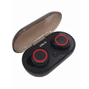 Casti audio in ear iLike IBE01, wireless, Bluetooth 5.0, IPX4, Extra Bass, toc de incarcare, negru/rosu - 