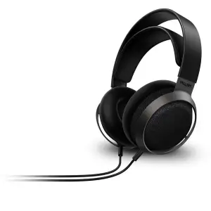 Casti audio Philips Fidelio X3/00, Hi-Res Audio, Neodim, 50mm, 100 dB, lungime cablu 3m, metal/piele, clema cablu, negru - 