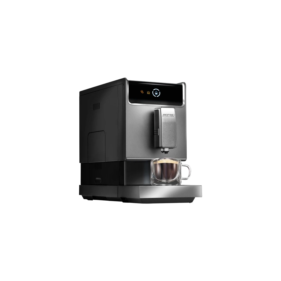 Espressor de cafea MPM MKW-10M, 1470W, 19 bari, sistem Thermoblock, 1.1 litri, 3 programe automate, panou control tactil, rasnita otel - 