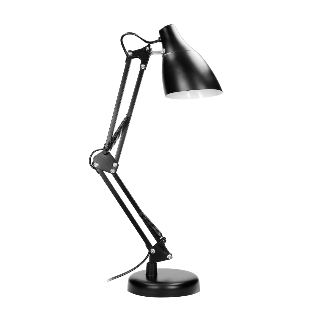 Lampa de birou VIRONE DIAN DL-1/B, E27, 60 W, 3 articulatii mobile, cablu 110 cm cu comutator, otel, negru - 