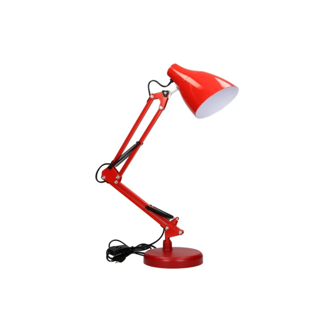 Lampa de birou VIRONE DIAN DL-1/R, E27, 60 W, 3 articulatii mobile, cablu 110 cm cu comutator, otel, rosu - 
