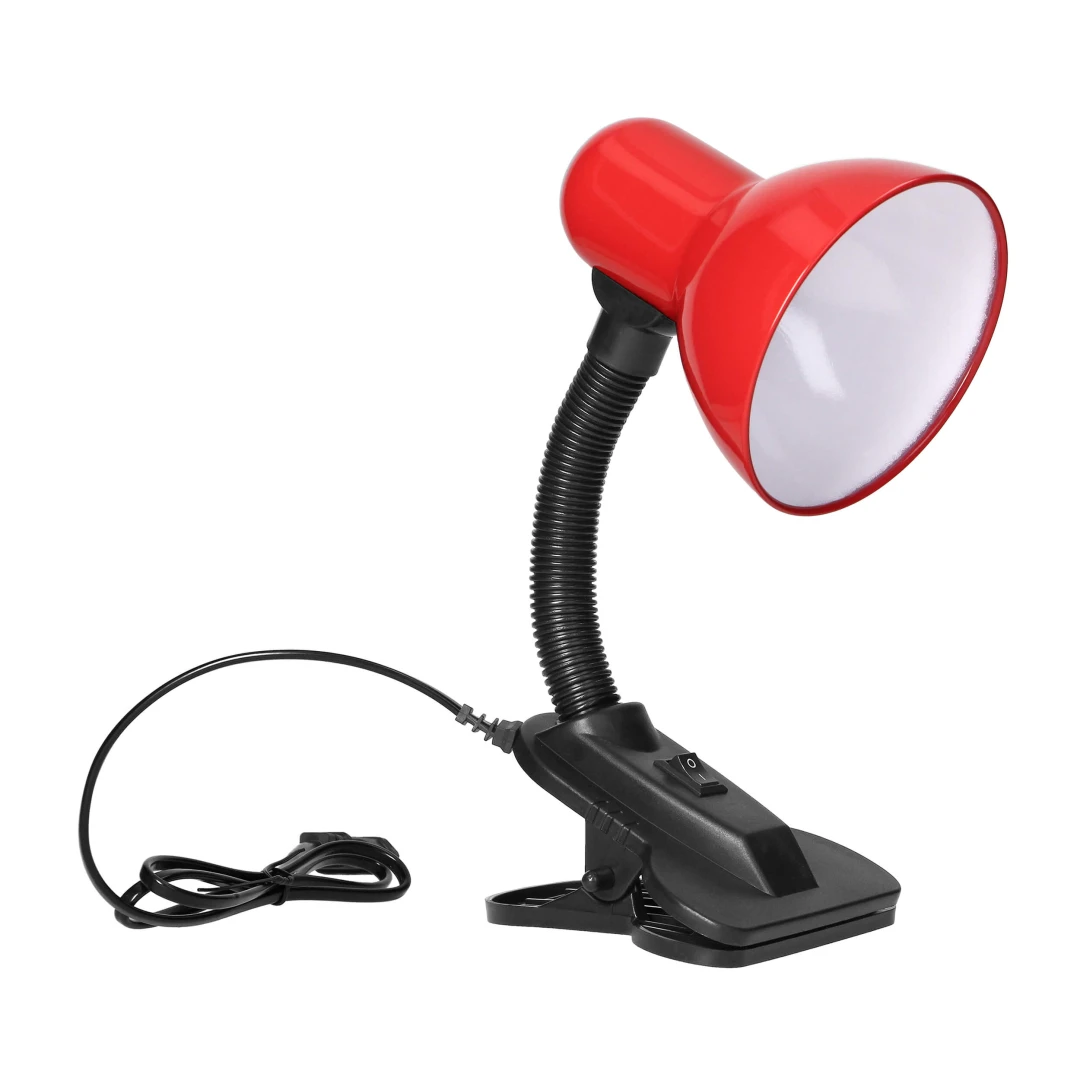 Lampa de birou VIRONE LATSA DL-3/R, E27, 40 W, IP20, brat flexibil cu clema, cablu 1 m, otel + plastic, negru/rosu - 