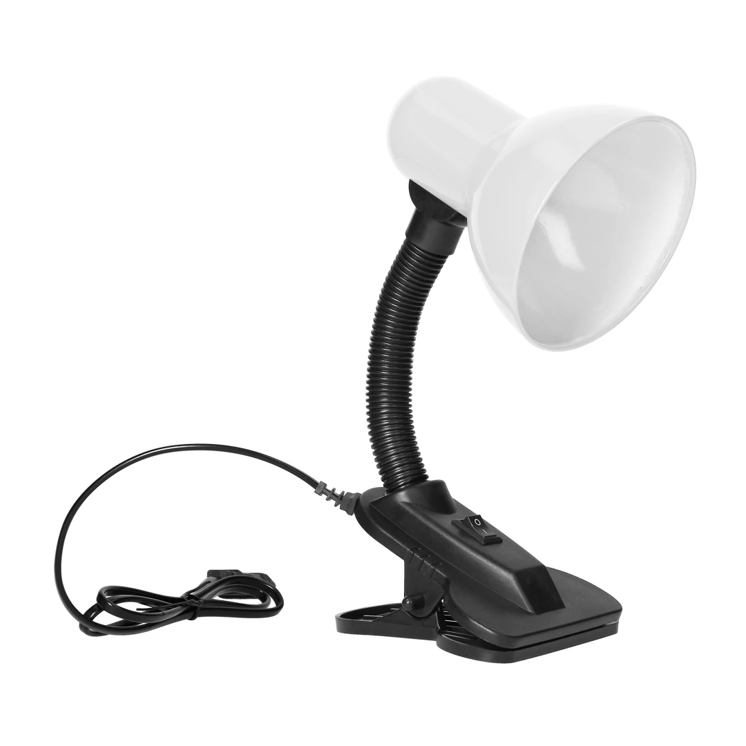 Lampa de birou VIRONE LATSA DL-3/W, E27, 40 W, IP20, brat flexibil cu clema, cablu 1 m, otel + plastic, negru/alb - 