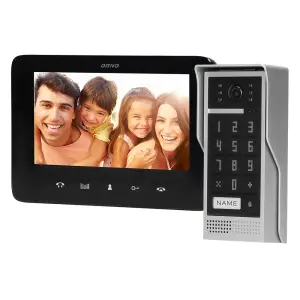 Videointerfon pentru o familie SCUTI ORNO OR-VID-VP-1073/B, color, monitor ultra-plat LCD 7", control automat al portilor, 16 sonerii, functie intercom, tastatura numerica, negru/gri - 