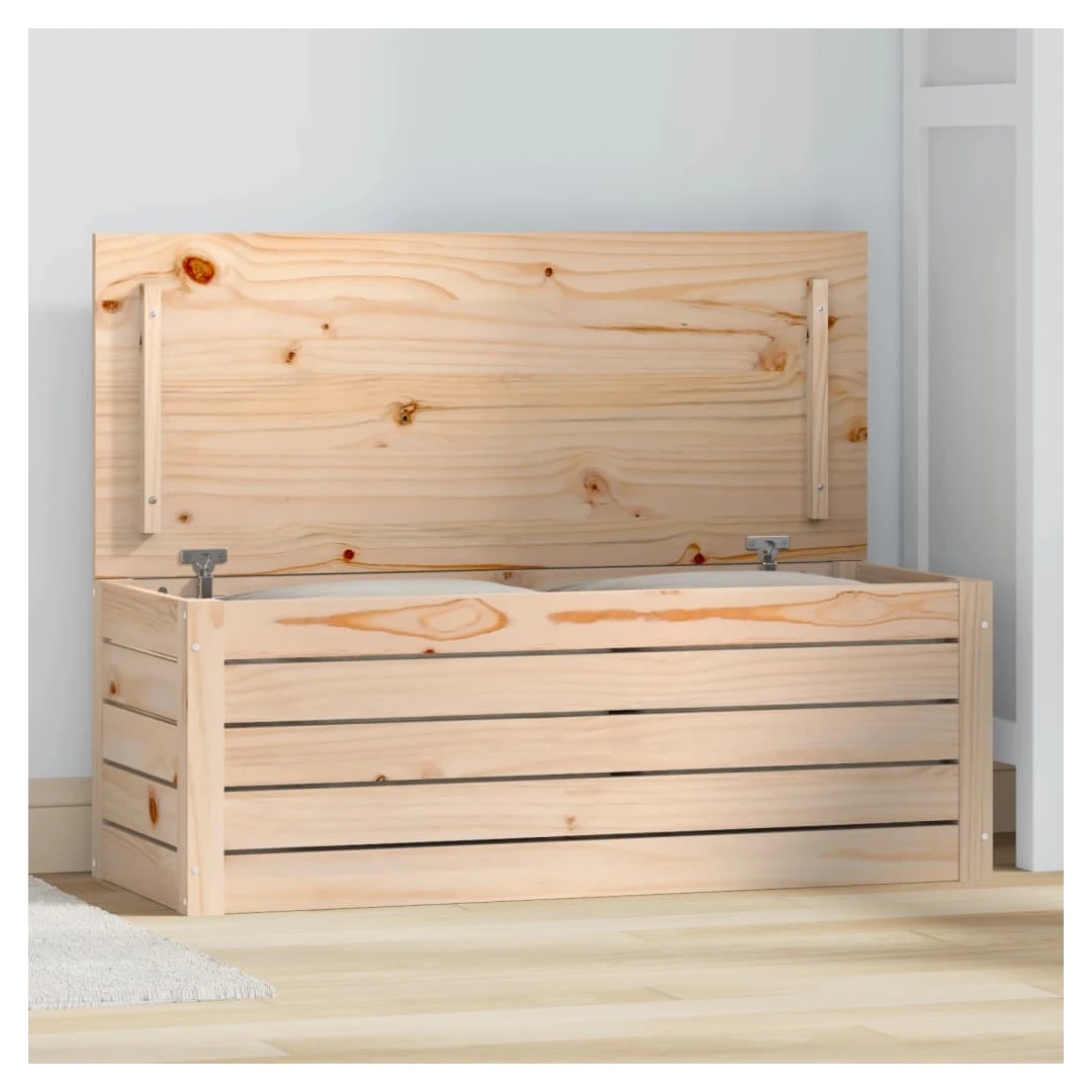Cutie de depozitare, 89x36,5x33 cm, lemn masiv de pin - Această cutie de depozitare ajută la simplificarea organizării casei, la reducerea și ascunderea dezordinii din casa dvs. Lemn masiv de pin: Lemnul ma...