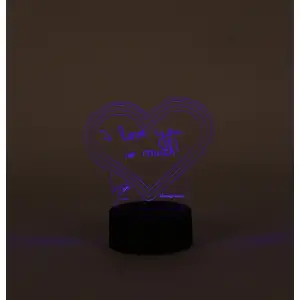 Lampa decorativa 3D halber cu mesaj personalizabil tip Inimioara cu marker inclus, Negru - 
