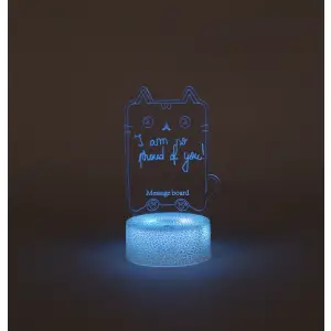 Lampa decorativa 3D halber cu mesaj personalizabil tip Pusheen Cat cu marker inclus, Alb - 