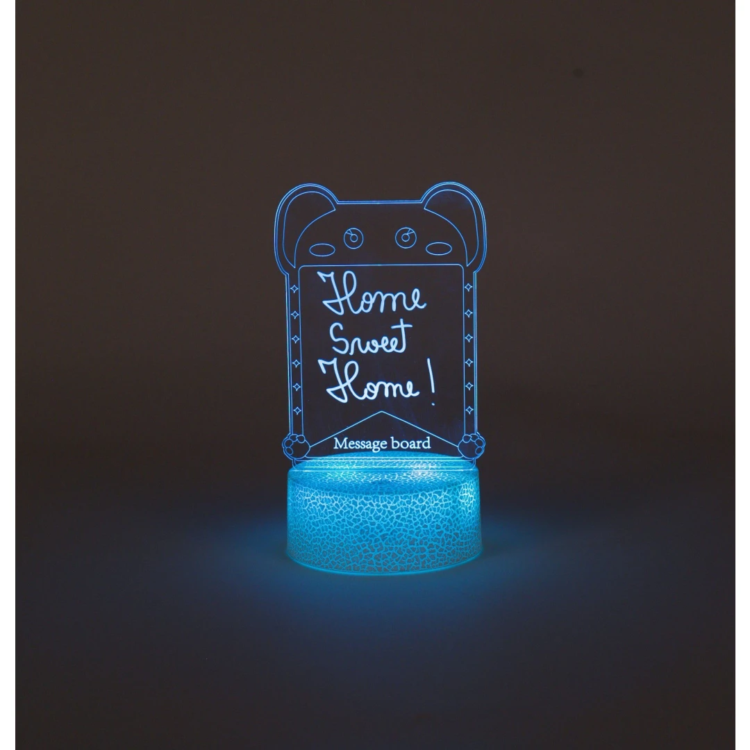 Lampa decorativa 3D halber cu mesaj personalizabil tip Panda cu marker inclus, Alb - 