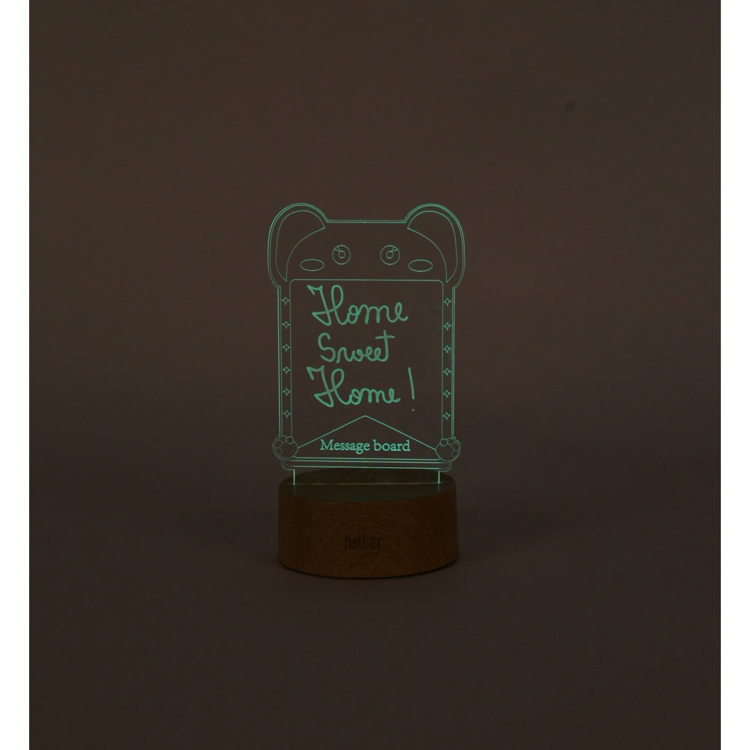 Lampa decorativa 3D halber cu mesaj personalizabil tip Panda cu marker inclus, Negru - 