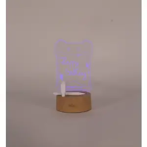 Lampa decorativa 3D halber cu mesaj personalizabil tip Panda cu marker inclus, Lemn - 