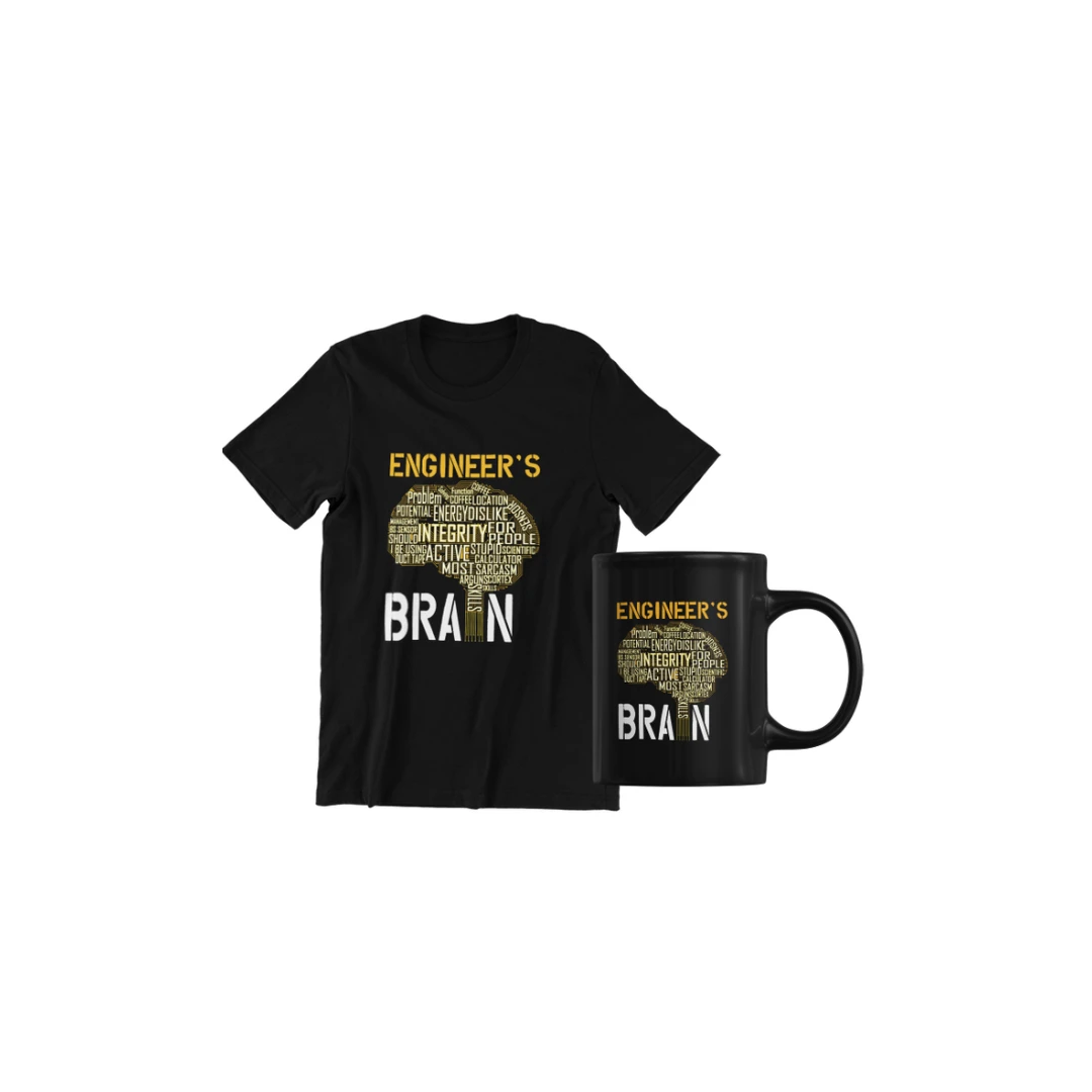 Set cadou personalizat pentru ingineri cu tricou si cana Inginer3007 Brain - 