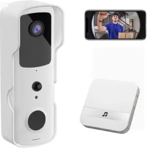 Video Interfon StartONTeam, Wifi Smart cu Senzor Miscare, Night Vision, HD, IR, fara fir Alb - 