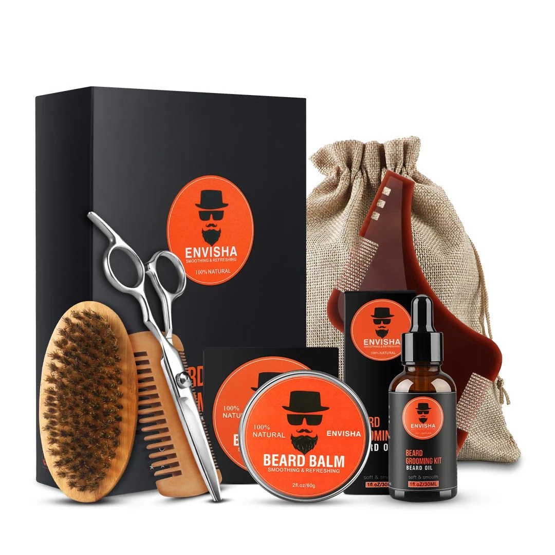 Pachet ingrijire barba, set cadou, 7 piese, Orange Edition, Envisha - 
