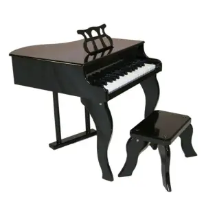 Pian de lemn pentru copii IdeallStore®, True Sound, scaun inclus, 48 cm, negru - 