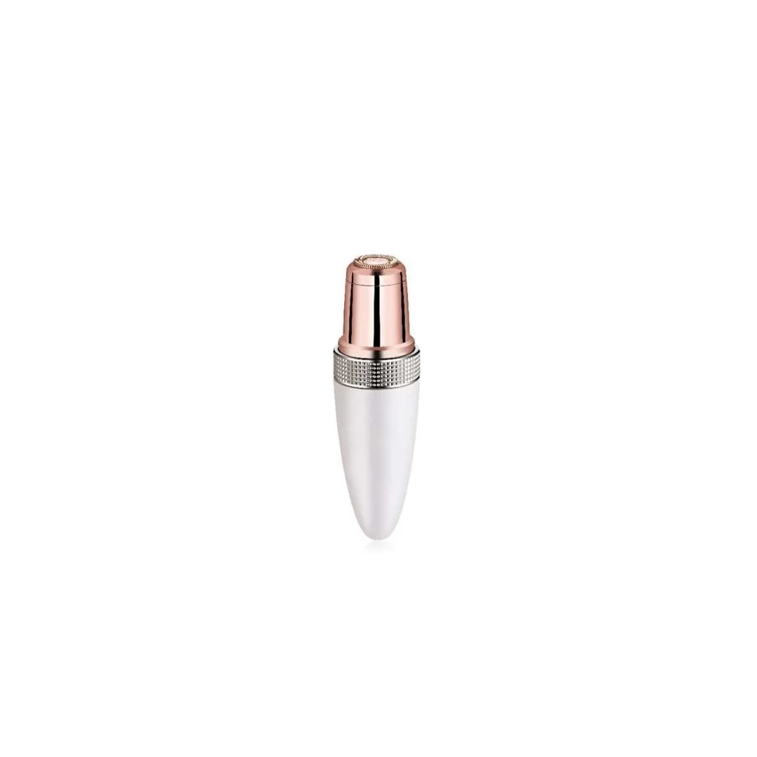 Aparat Ras Electric cu Baterii Femei Mini Epilator Lipstick Glossy, White - 