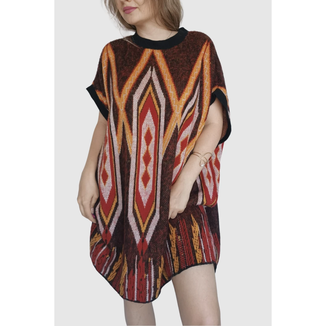 Tunica tip rochie oversized, toamna-iarna, multicolor, marime universala - 