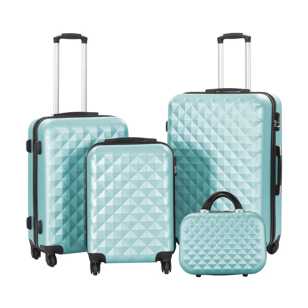 Set valiza de calatorie cu geanta cosmetica, in mai multe culori-verde menta - 