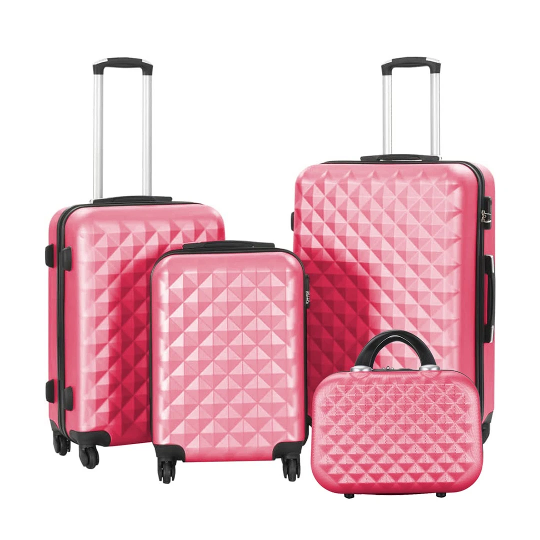 Set valiza de calatorie cu geanta cosmetica, in mai multe culori-roz nalba - 