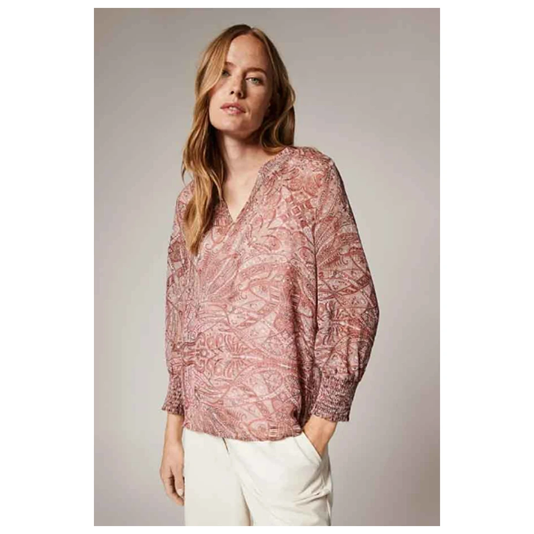 Bluza de dama semi-transparenta, cu imprimeu paisley, multicolor, 38 - 