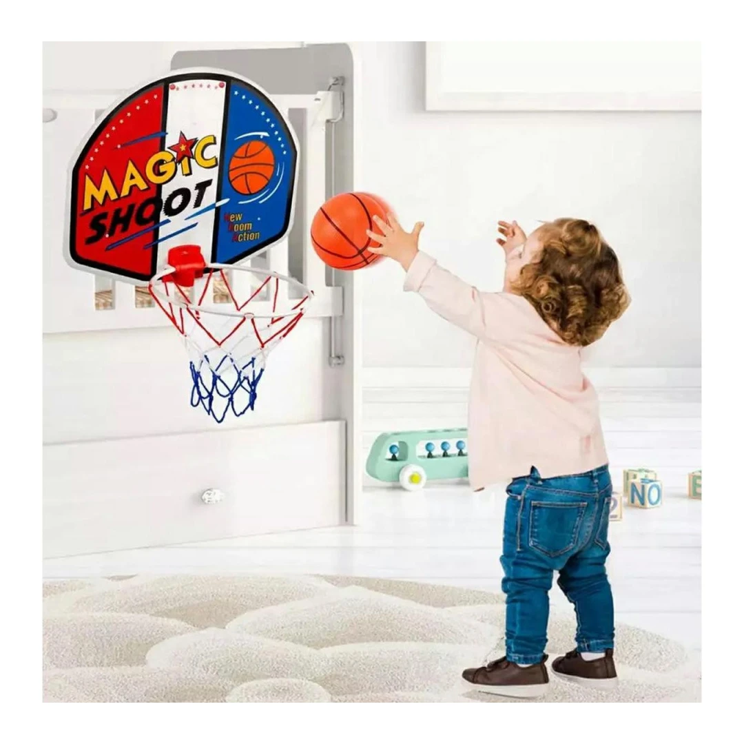 Set MINI pentru copii, Cos de basket + Minge + Pompa, pentru activitati in aer - 