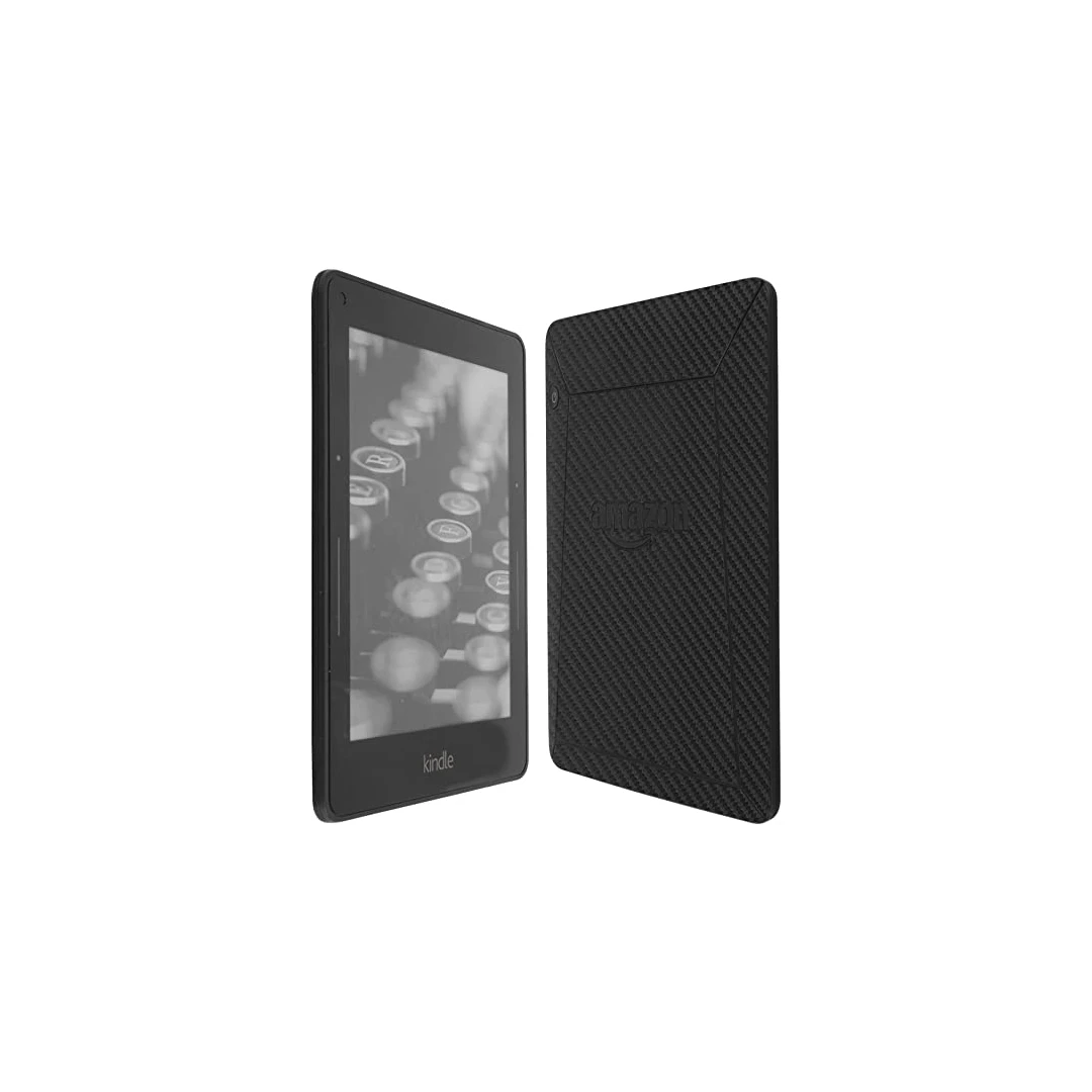 Folie autocolanta Skin, pentru Kindle Paperwhite Kids Edition, ecran 6,8", carbon negru, protectie spate - 