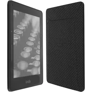 Folie autocolanta Skin, pentru Kindle PaperWhite 2021, Ecran 6.8", carbon negru, protectie spate - 