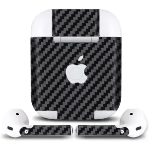 Folie Skin pentru Apple AirPods 1 Gen Wireless Charging, Carbon Black - 