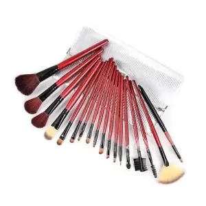 Set 18 pensule machiaj Cosmetic Silver - Make-up Profesional + Trusa Corector + Burete Machiaj - 
