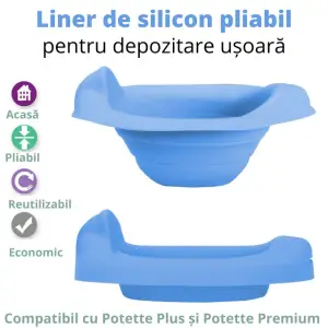 Potette Plus, Liner reutilizabil pentru olita portabila, silicon, albastru - 