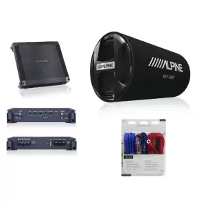 Set Alpine Subwoofer tub + amplificator auto 2 canale + kit cabluri - 