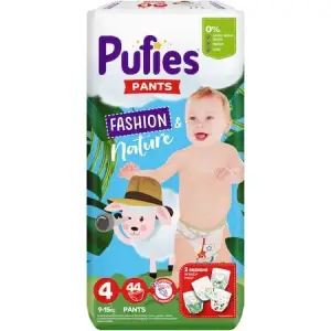 Scutece-chilotel Pufies Pants Fashion & Nature Maxi, Marimea 4, 9-15 kg, 44 buc - 
