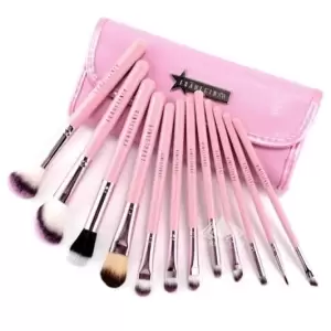 Set 12 pensule machiaj Cosmetic Par Natural-Sintetic Make-up Profesional roz - 