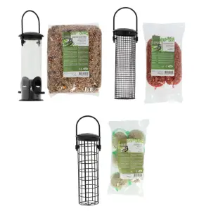 Esschert Design Set complet de hrănire pentru păsări, 3 piese, S - Acest set complet de hrănire pentru păsări, format din 3 piese, de la Esschert Design, conține tot ce este necesar pentru a atrage o varietate de păsă...
