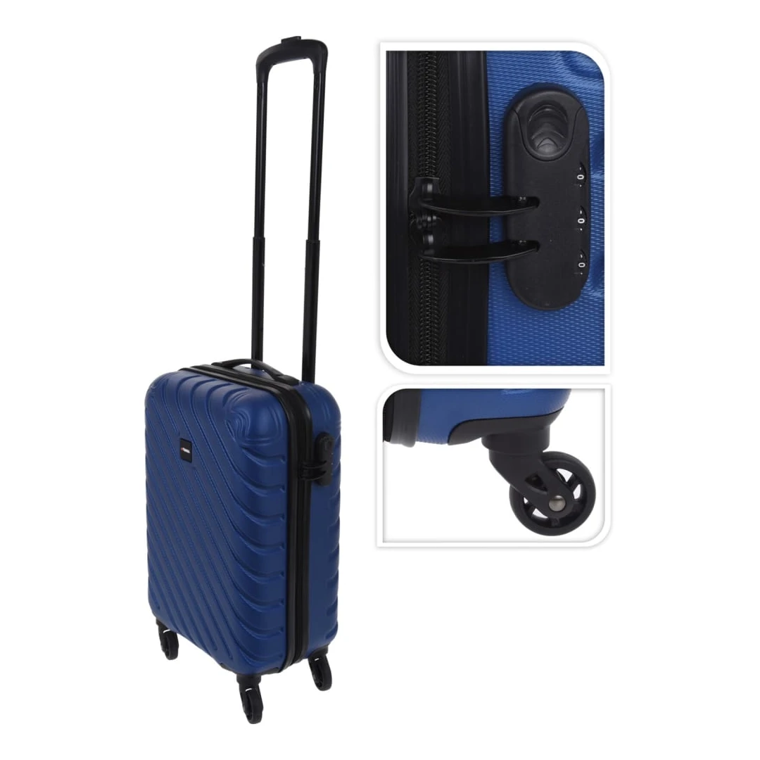 ProWorld Valiză Diamond Design, 28 L, albastru închis - În această valiză elegantă de 28 L, de la ProWorld, vă puteți împacheta cu ușurință toate bagajele. Cele patru roți duble de sub troler vă permit să c...