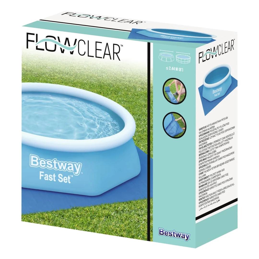 Bestway Pânză de sol pentru piscină Flowclear, 274x274 cm - Pânza de sol pentru piscină Flowclear de la Bestway este proiectată pentru a vă proteja piscina supraterană de uzură și rupturi cauzate de gazon cu pi...