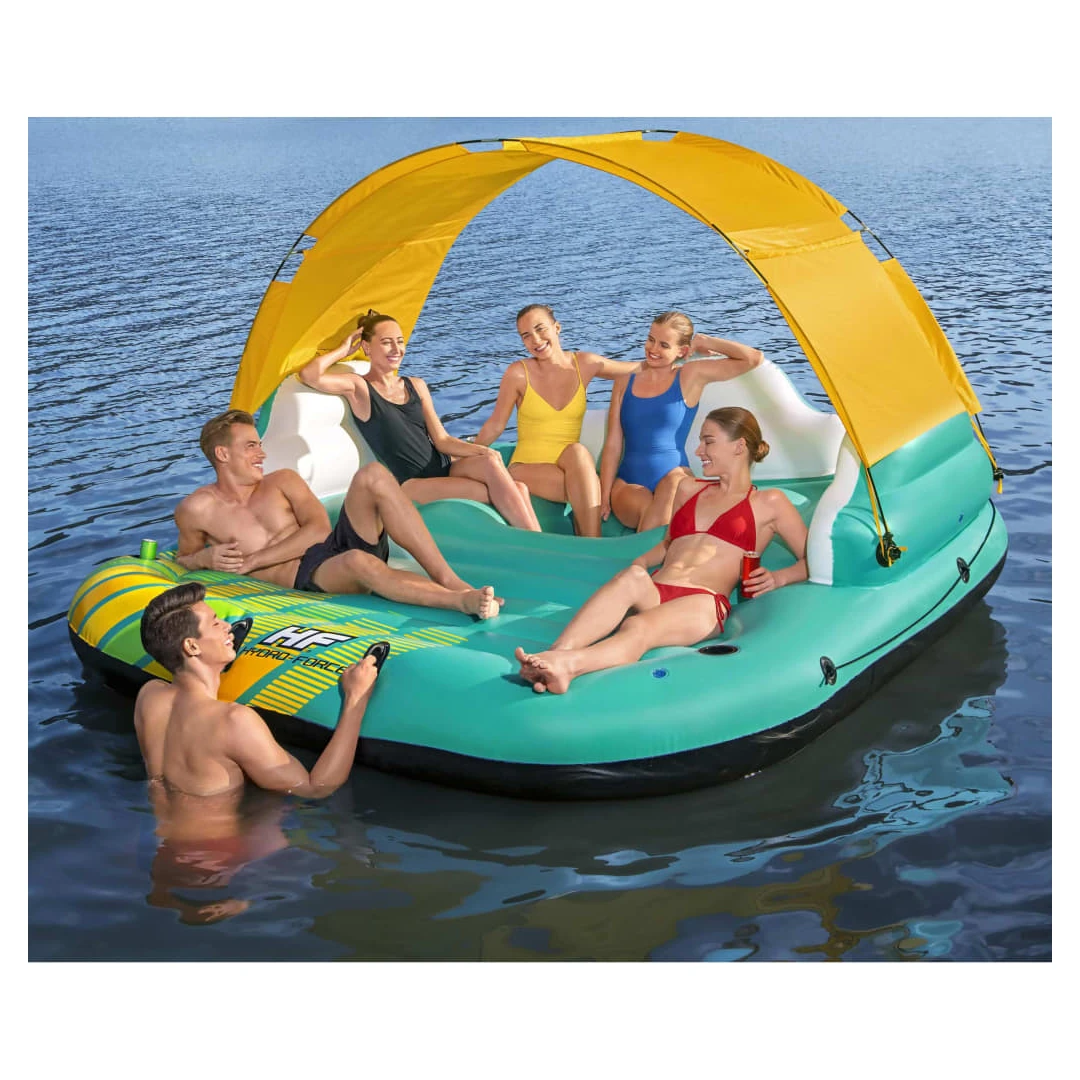 Bestway Insulă gonflabilă pentru 5 persoane Sunny Lounge 291x265x83 cm - Invitați-vă prietenii să se relaxeze cu stil pe salteaua de piscină Sunny Lounge de la Bestway! Poate fi umflată și dezumflată rapid. Acest șezlong pl...