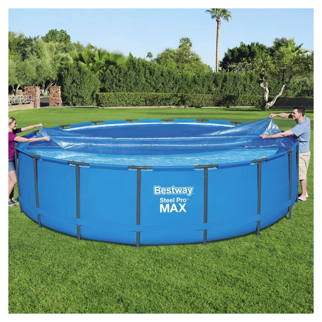 Bestway Prelată solară de piscină Flowclear, 549 cm - Păstrați apa curată, mențineți căldura la interior și, în același timp, țineți departe murdăria, frunzele și gunoaiele din piscina dvs., cu această pr...