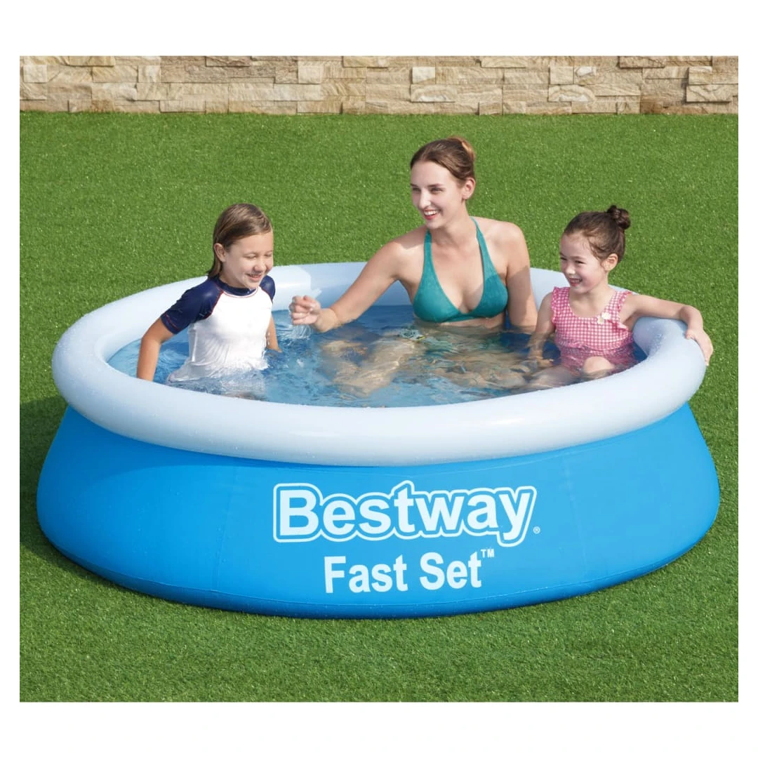 Bestway Piscina gonflabilă Fast Set, albastru, 183x51 cm, rotundă - Distrați-vă de minune în curtea dvs. împreună cu familia și prietenii, în această piscină gonflabilă Fast Set de la Bestway!  Piscina elegantă are per...