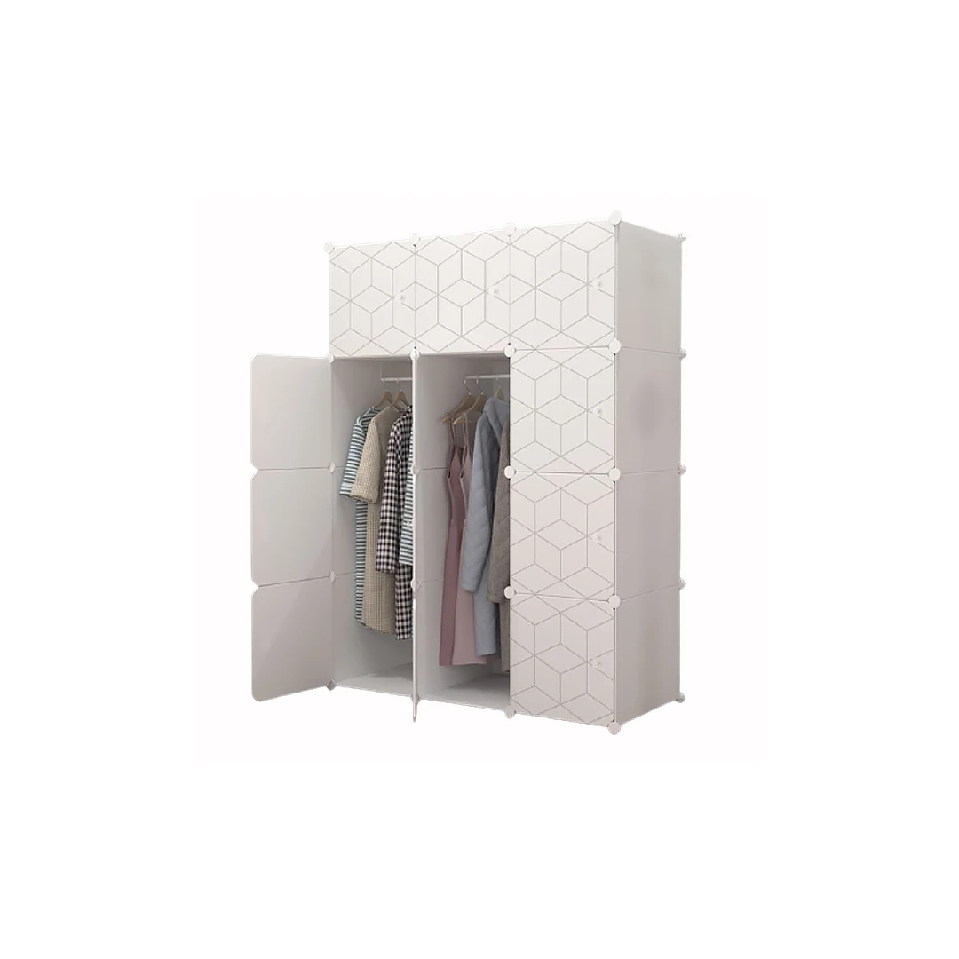 Dulap modular alb 147x110x47 cm spatiu pentru haine  8 compartimente - 