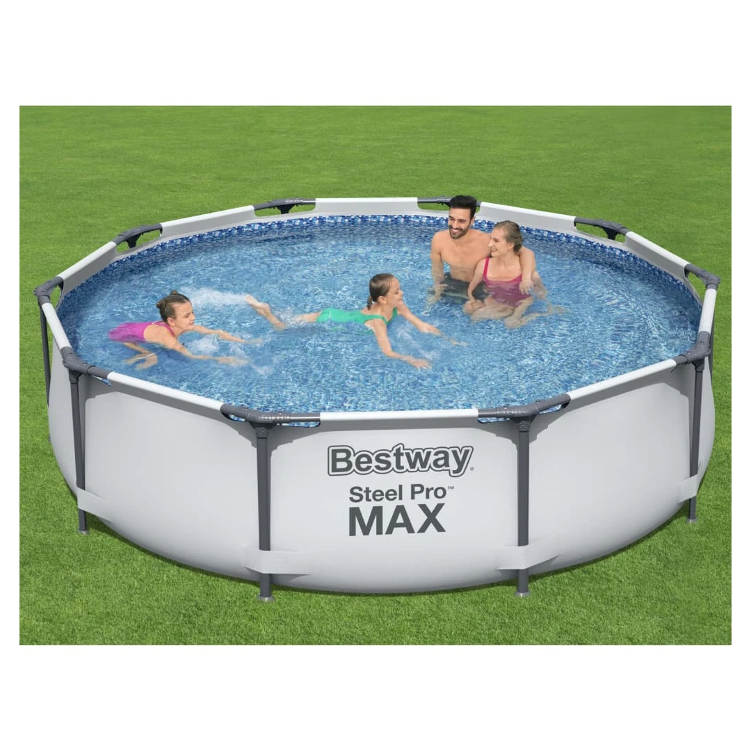 Bestway Set de piscină Steel Pro MAX, 305 x 76 cm - Acest set de piscină Steel Pro MAX de la Bestway vă oferă o soluție foarte practică pentru a înota în grădină pe timp de vară.  Piscina rotundă este f...