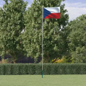 Steag Cehia și stâlp din aluminiu, 6,23 m - Combinând stâlpul secțional cu steagul Cehiei, acest set de steag național va deveni elementul de atracție din grădina dvs., la petreceri sau la eveni...