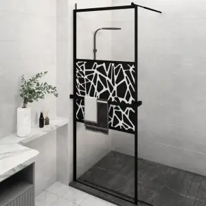 Paravan duș walk-in cu raft negru 80x195 cm sticlă ESG/aluminiu - Aduceți o notă de estetică în baia dvs. cu acest paravan de duș walk-in modern, cu un raft! Material rezistent: Cu o structură inteligentă, sticla ESG...