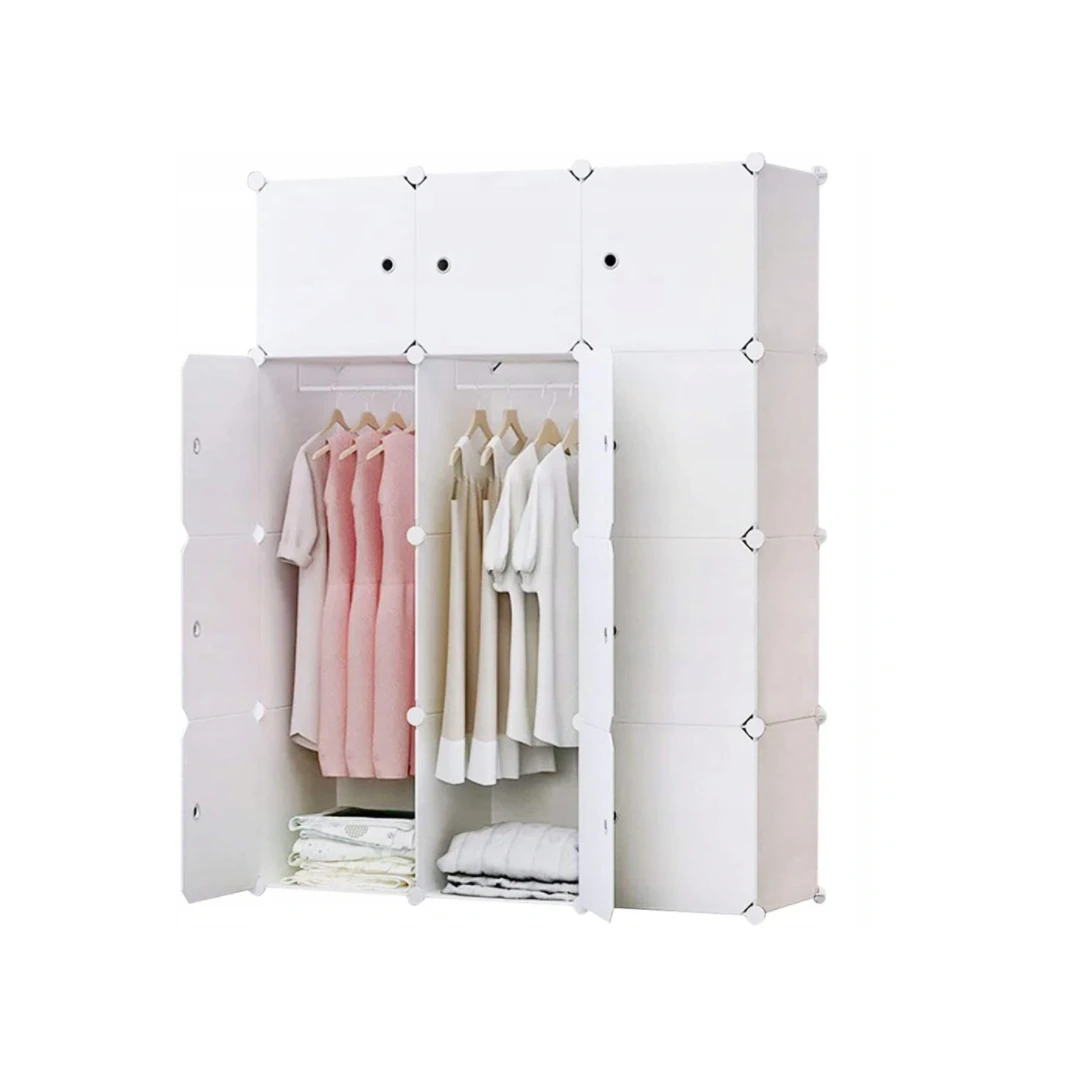 Dulap modular 12 compartimente 147 x 111 x 47 cm, alb spatiu pentru haine - 