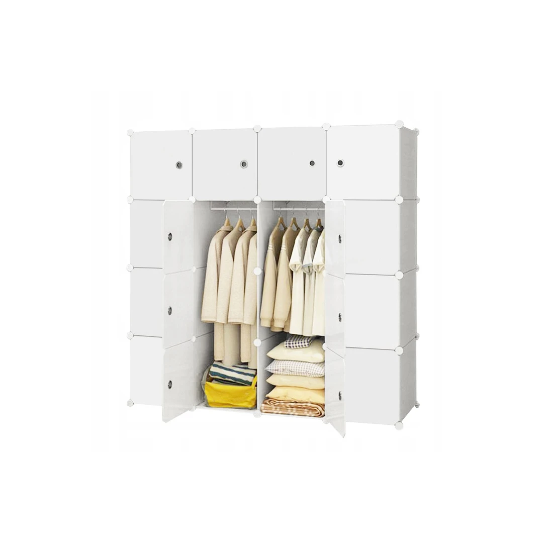 Dulap modular 16 compartimente, mare, alb, XXXL 147x147x37 cm spatiu pentru haine - 