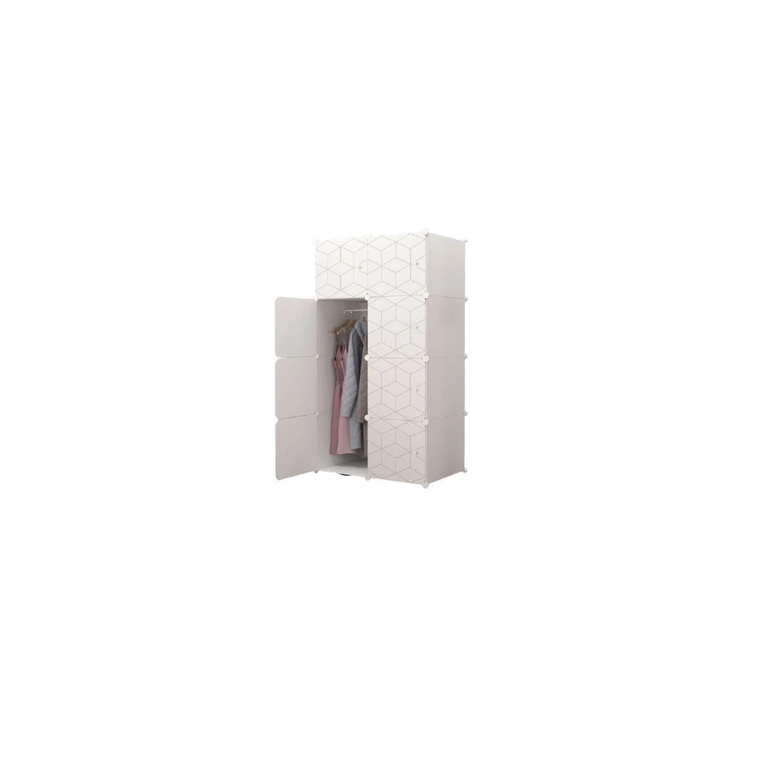 Dulap  modular alb 147x75x47 cm spatiu pentru haine modele geometrice - 