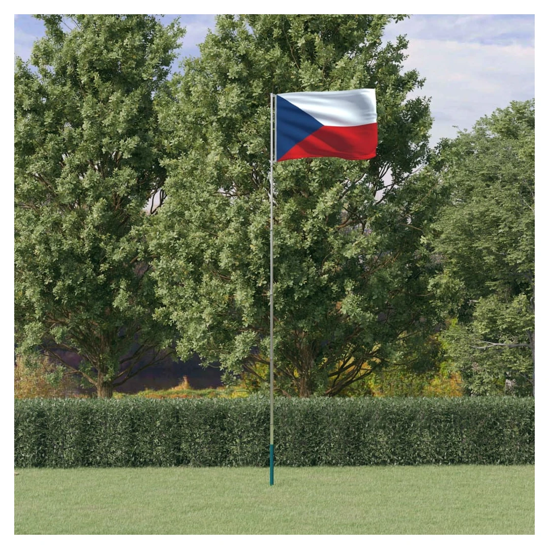 Steag Cehia și stâlp din aluminiu, 5,55 m - Combinând stâlpul telescopic cu steagul Cehiei, acest set de steag național va deveni elementul de atracție din grădina dvs., la petreceri sau la even...