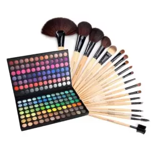 Set Cosmetica Kit Trusa profesionala 168 de farduri make-up si Set 18 Pensule machiaj par natural si par sintetic+Trusa Corector 5 Nuante - 