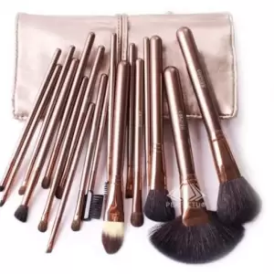 Set 18 pensule machiaj Cosmetic Par Natural- Make-up Profesional Gold+ Trusa 12 Nuante Fard Pleoape + Burete Machiaj Cadou! - 