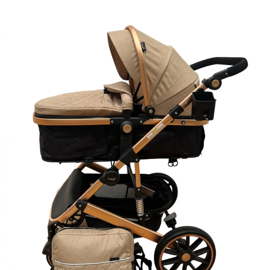 Carucior 2 in1, pentru bebelusi, cu landou reversibil, cadru aluminiu si geanta - 